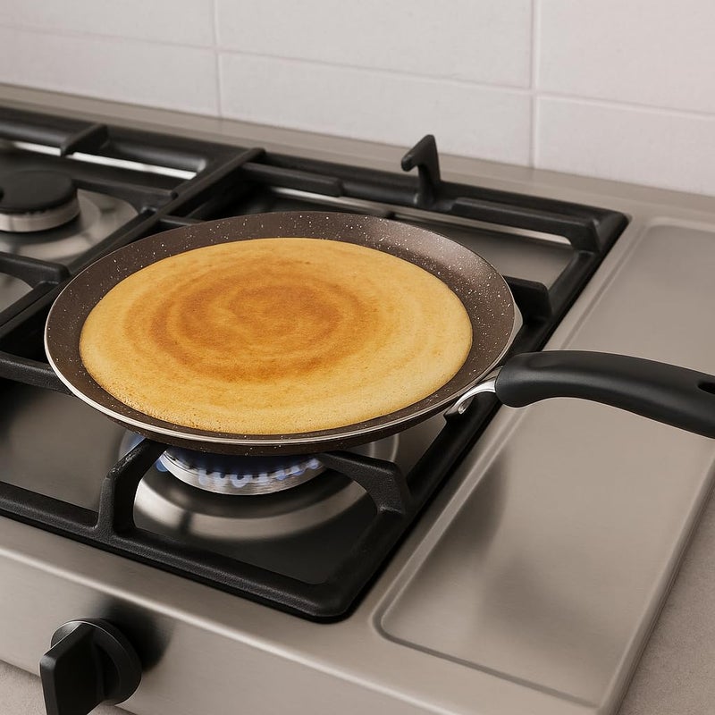 DBY Dosa Pan Tava Griddle Induction Base Non-Stick Dosa Tawa Indian Style Nonstick Round Griddle Cookware pan Concave Paratha Roti Chapati Tawa Crepe Pan Skillet Pancake - Image 3